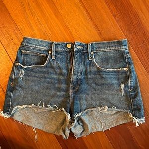 Good American dark wash cut-offs 4/27